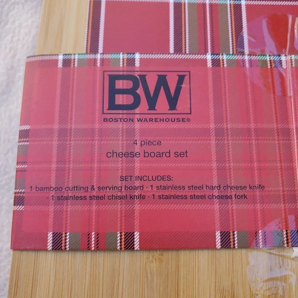 Boston Warehouse Bamboo Wood Cheese Board Set - 4 Pieces